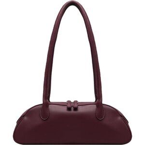 Women Burgundy PU Leather Shoulder Purse Elegant Swing Bag for  daily use Work